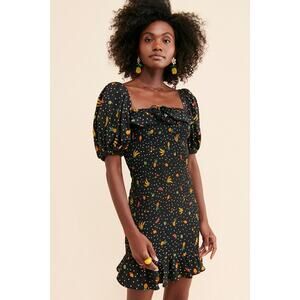 FARM Rio Tiny Fruits Tropical Print Boho Smocked Mini Dress, Size Small NWT